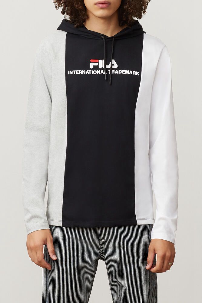 Fila Flavio Hooded Tee Black Hoodie Mens - NZ 18453-VZDC